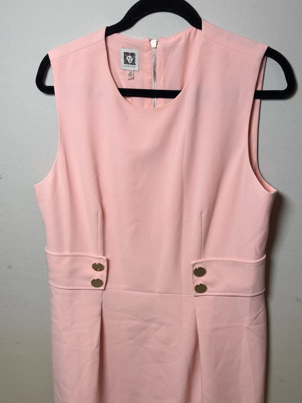Anne Klein Blush Pink Round Neck Dress with Silver Back Zipper